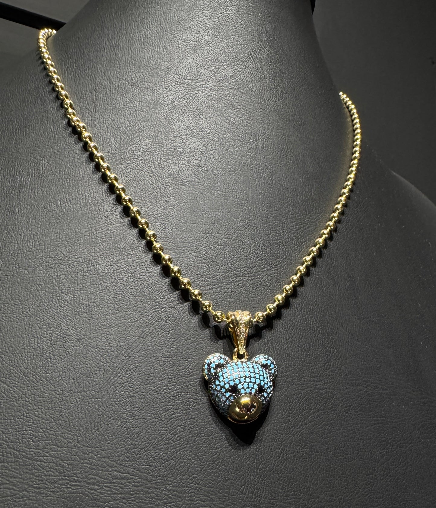 Collar oso azul